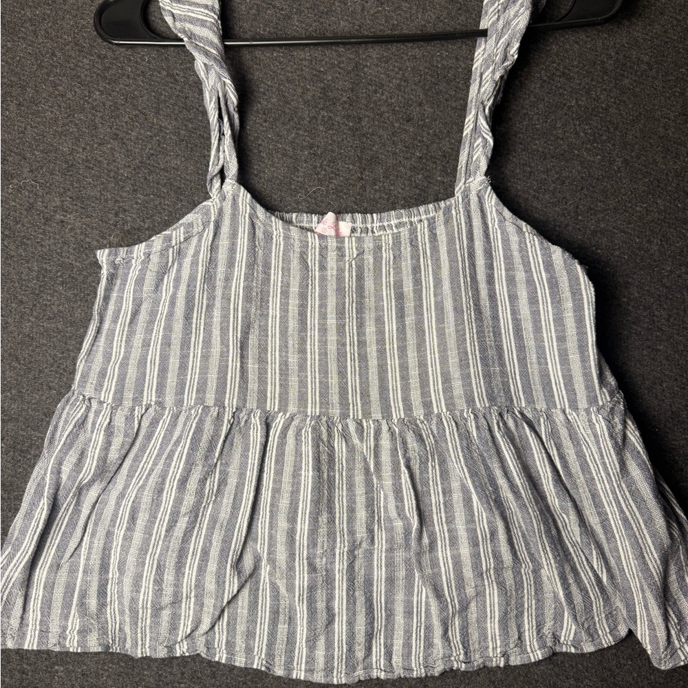 Women’s Large Crop Top Baby Doll Empire Waist Cottage Coquette Linen‎